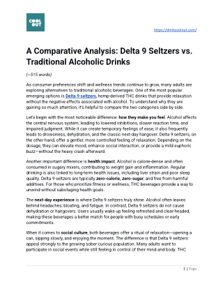 A Comparative Analysis_ Delta 9 Seltzers vs. Traditional Alcoholic Drinks