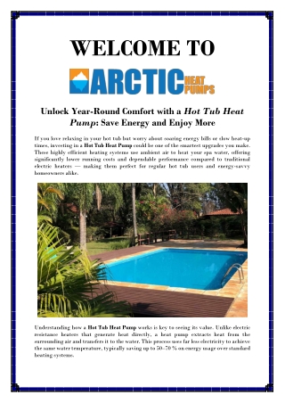 High-Efficiency Heat Pump for Hot Tubs & Spas