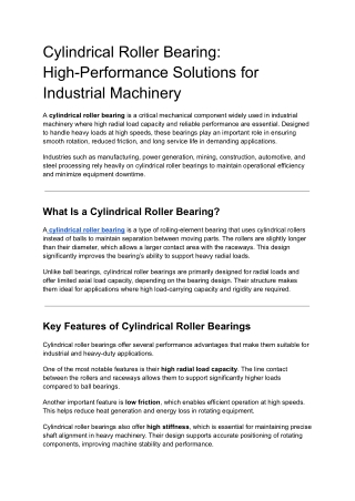 Cylindrical Roller Bearing