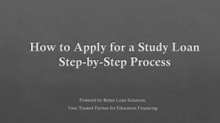 How to Apply for a Study Loan