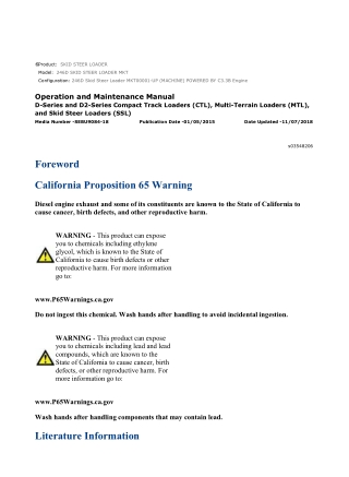 Caterpillar CAT 246D SKID STEER LOADER (MKT00001-UP) Operation and Maintenance Manual Instant Download