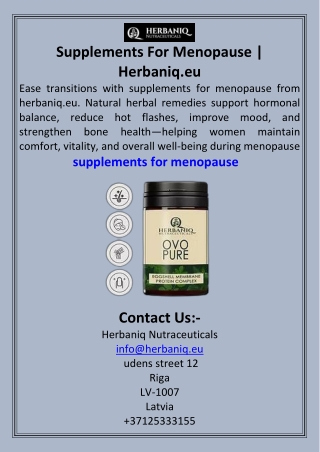Supplements For Menopause  Herbaniq.eu
