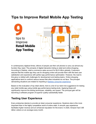 Tips to Improve Retail Mobile App Testing