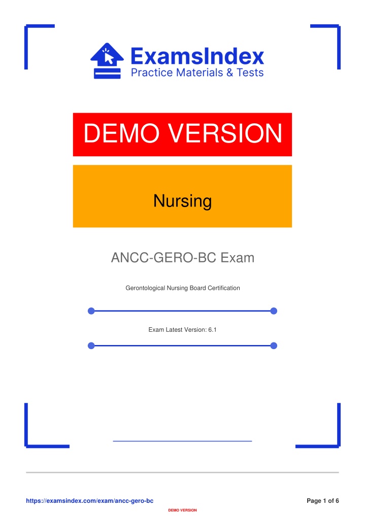 PPT ANCCGEROBC Gerontological Nursing Board Certification Exam