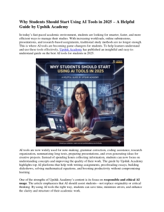 Why Students Should Start Using AI Tools in 2025 – A Helpful Guide by Upshik Aca