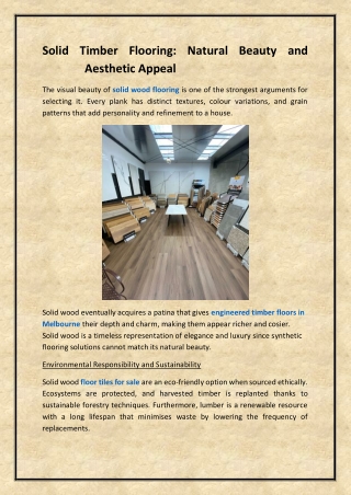 Solid Timber Flooring: Natural Beauty and Aesthetic Appeal