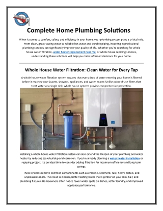 House repiping specialists provide expert solutions