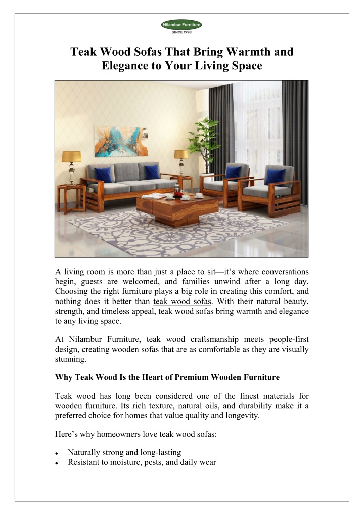 PPT - Teak Wood Sofas That Bring Warmth and Elegance to Your Living ...