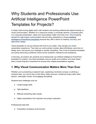 Why Students and Professionals Use Artificial Intelligence PowerPoint Templates for Projects