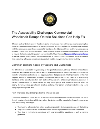 The Accessibility Challenges Commercial Wheelchair Ramps Ontario Solutions Can Help Fix