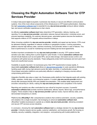 Choosing the Right Automation Software Tool for OTP Services Provider