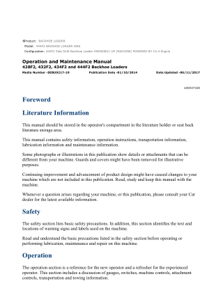 Caterpillar CAT 444F2 BACKHOE LOADER (HWS00001-UP) Operation and Maintenance Manual Instant Download