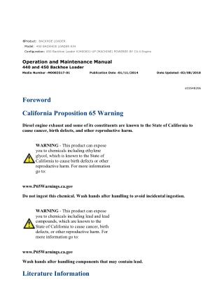 Caterpillar CAT 450 BACKHOE LOADER (KJH00001-UP) Operation and Maintenance Manual Instant Download