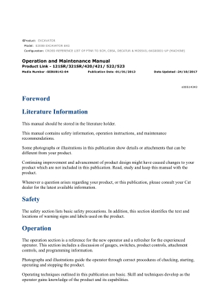 Caterpillar CAT E200B EXCAVATOR (6KG00001-UP) Operation and Maintenance Manual Instant Download