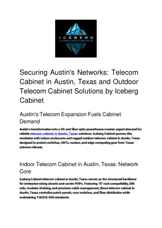 Securing Austin's Networks_ Telecom Cabinet in Austin, Texas and Outdoor Telecom Cabinet Solutions by Iceberg Cabinet