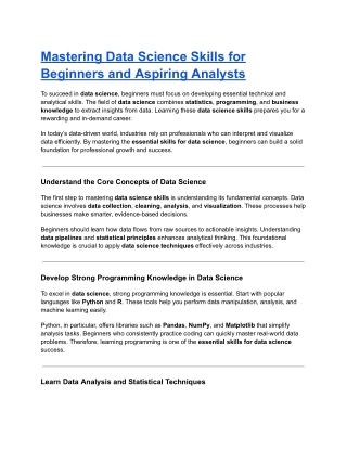 mastering data science skills for beginners