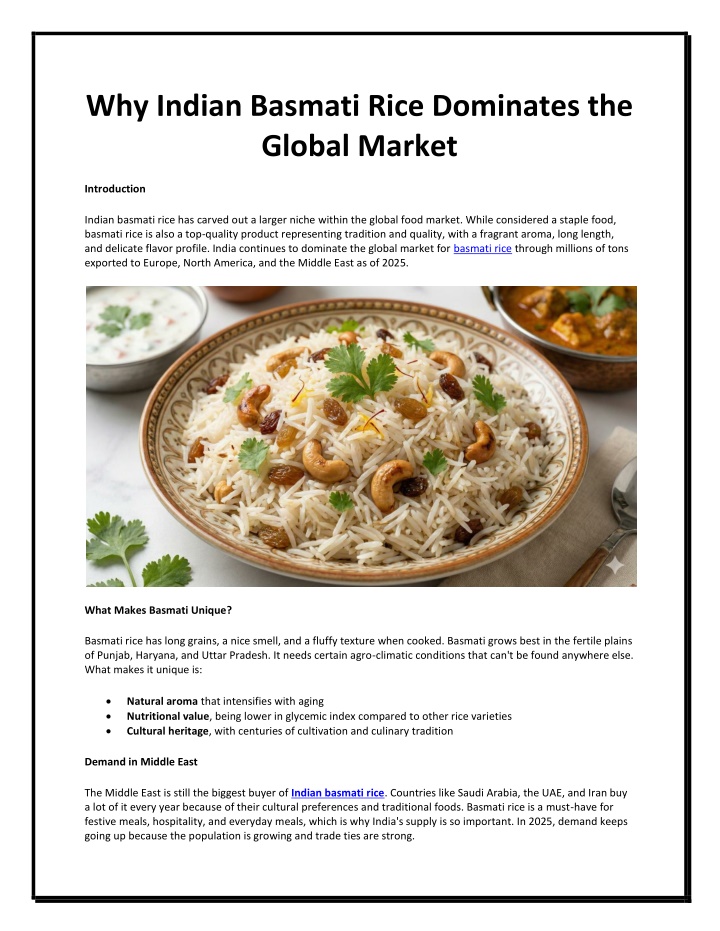 Demand Basmati Rice PPT - Why Indian Basmati Rice Dominates the Global Market PowerPoint ...