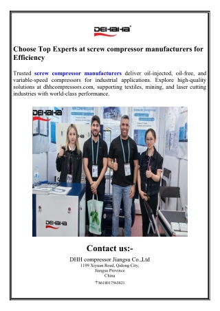Choose Top Experts at screw compressor manufacturers for Efficiency