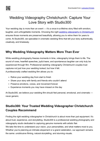 Wedding Videography Christchurch- Studio300