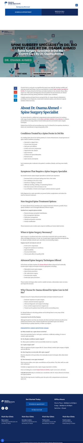 Spine Surgery Specialist in Del Rio  Dr. Osama Ahmed