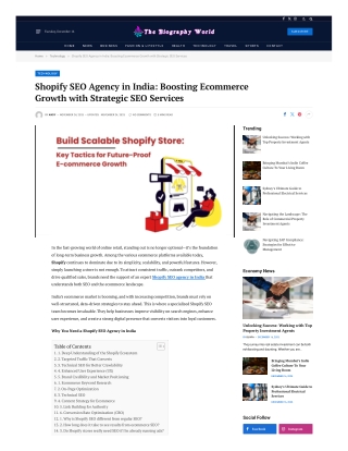 Shopify SEO Agency in India: Boosting Ecommerce Growth with SEO Services