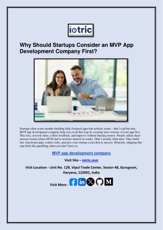 Why Should Startups Consider an MVP App Development Company First?