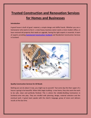 Trusted Construction and Renovation Services for Homes and Businesses