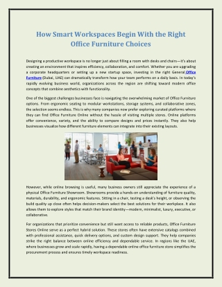 How Smart Workspaces Begin With the Right Office Furniture Choices