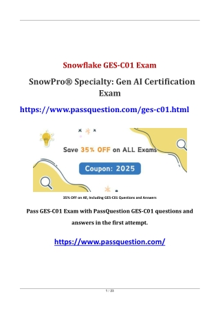 GES-C01 SnowPro Specialty Gen AI Certification PDF Questions