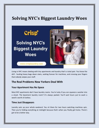 Solving NYC Biggest Laundry Woes