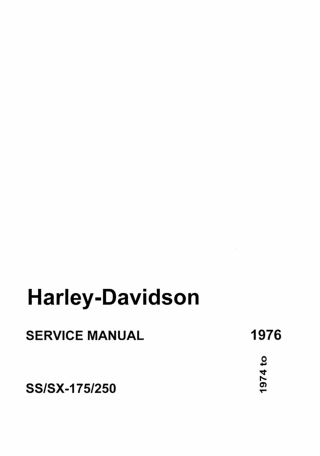 1974 1975 1976 Harley Davidson SS  SX - 175  250 Service Repair Manual Instant Download