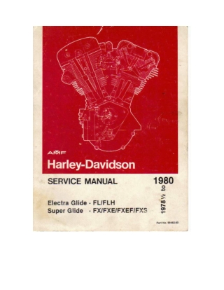 1978 1979 1980 Harley Davidson FL  FLH  FX  FXE  FXEF  FXS Service Repair Manual Instant Download