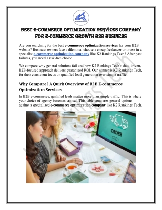 BEST E-COMMERCE OPTIMIZATION SERVICES COMPANY FOR E-COMMERCE GROWTH B2B BUSINESS