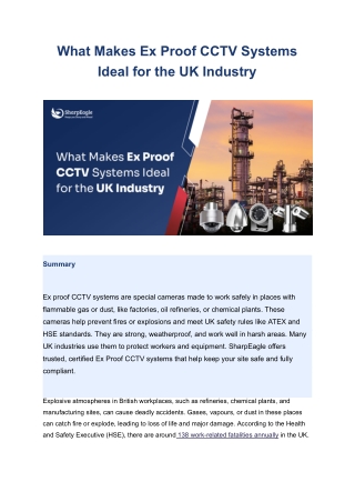 What Makes Ex Proof CCTV Systems Ideal for the UK Industry