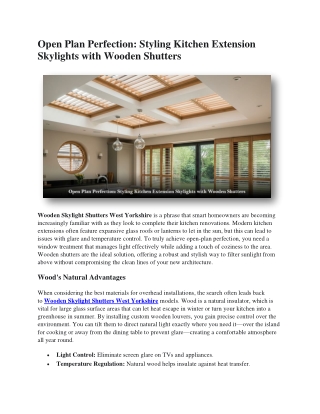 Open Plan Perfection Styling Kitchen Extension Skylights with Wooden Shutters