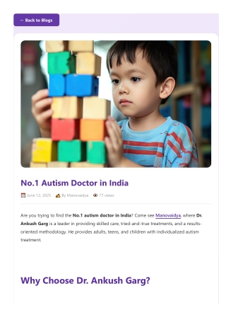 No.1 Autism Doctor in Delhi | Personalized Treatment