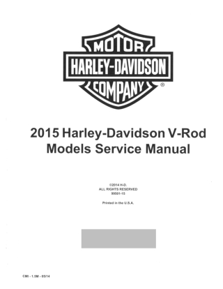 2015 Harley Davidson Night Rod V-Rod Service Repair Manual Instant Download