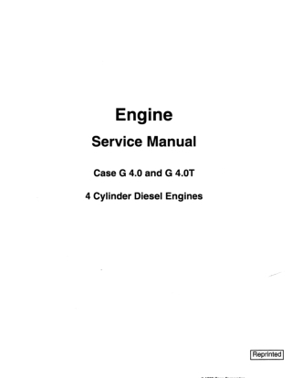 CASE G 4.0 and G 4.0T 4 Cylinder Diesel Engines Service Repair Manual Instant Download (Part Number 7-15480)