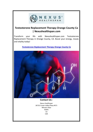 Testosterone Replacement Therapy Orange County Ca  Nexushealthspan.com