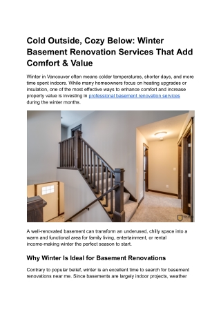 Cold Outside, Cozy Below_ Winter Basement Renovation Services That Add Comfort & Value