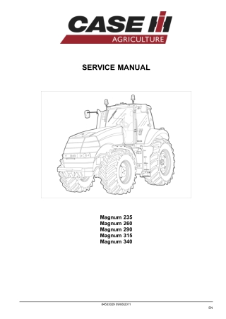 CASE IH Magnum 235 260 290 315 340 Series Tractor Service Repair Manual Instant Download (Part Number 84533029)
