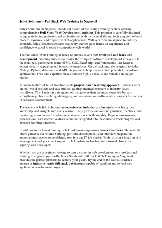 Full Stack Web Training in Nagercoil