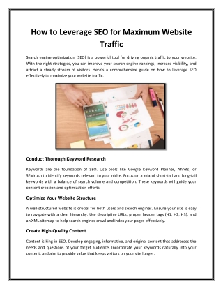 How to Leverage SEO for Maximum Website Traffic