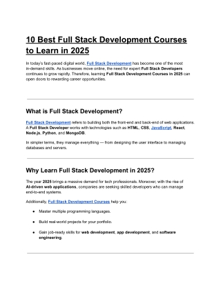 10 Best Full Stack Development Courses to Learn in 2025
