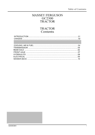 Massey Ferguson GC2300 Tractor Service Repair Manual Instant Download (Part No. 4283003M1)