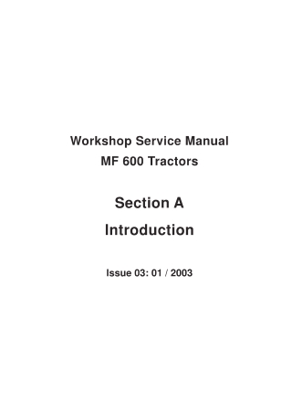 Massey Ferguson MF600 Series (MF630  MF650  MF660  MF680) Tractor Service Repair Manual Instant Download (Part No. M0600