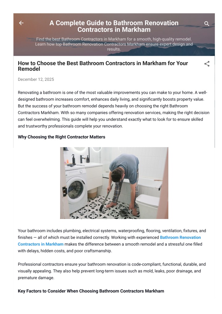 PPT - A Complete Guide to Bathroom Renovation Contractors in Markham ...