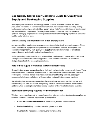 Bee Supply Store_ Your Complete Guide to Quality Bee Supply and Beekeeping Supplies
