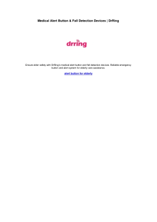Medical Alert Button & Fall Detection Devices | DrRing