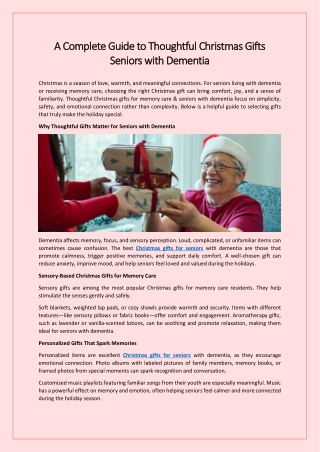 Thoughtful Christmas Gifts Seniors with Dementia